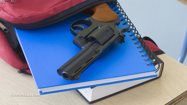 Backpack-Notebooks-And-Handgun-Desk-School